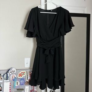 Black Mini Wrap Dress